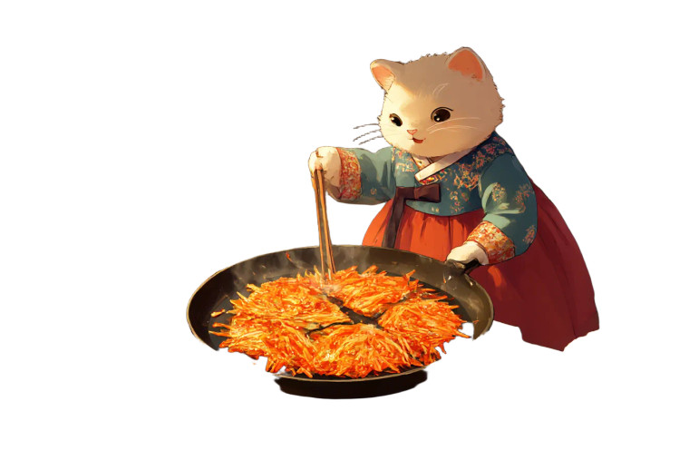 Cooking Cat In Hanbok Vinyl Car Decal Sticker – Waterproof & UV-Resistant 
