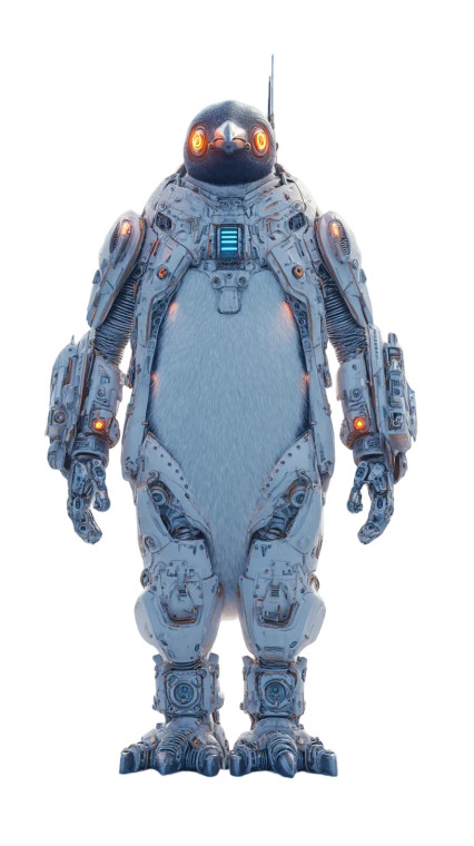 Colossal Penguin Cyborg Vinyl Car Decal Sticker – Waterproof & UV-Resistant 