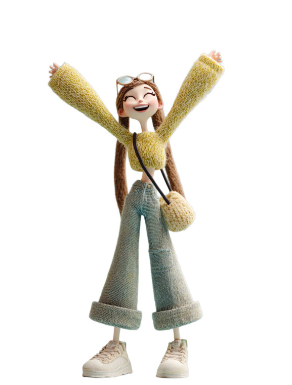 Joyful Animated Girl Vinyl Car Decal Sticker – Waterproof & UV-Resistant 