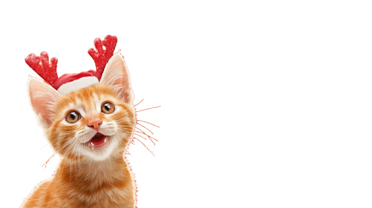 Smiling Christmas Kitten Vinyl Car Decal Sticker – Waterproof & UV-Resistant 