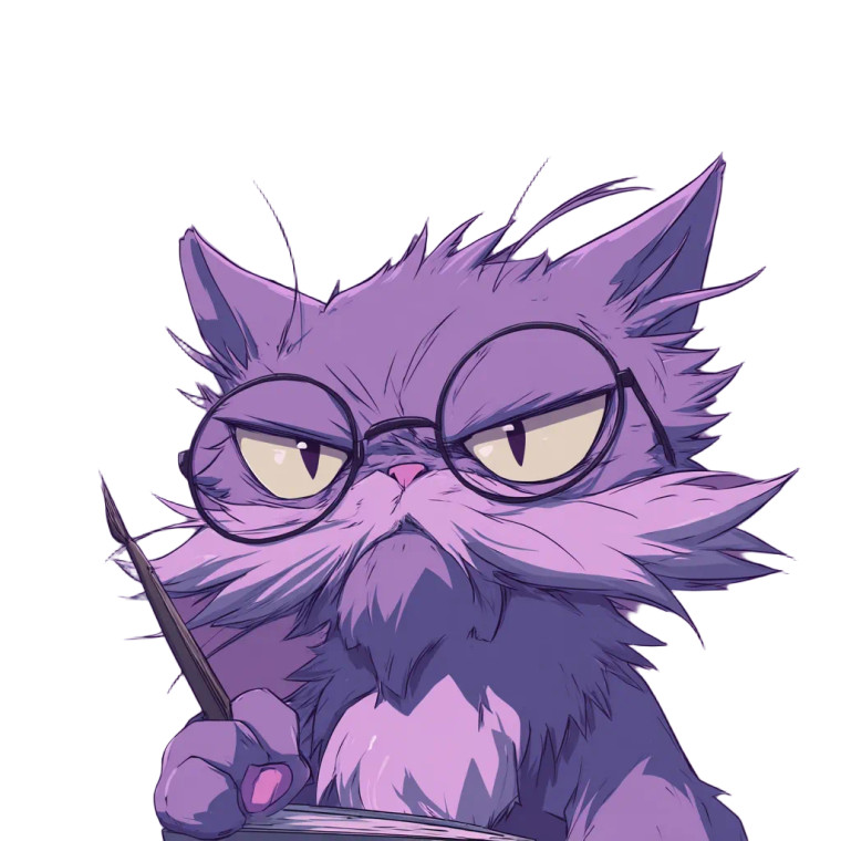 Purple Intellectual Cat Vinyl Car Decal Sticker – Waterproof & UV-Resistant 