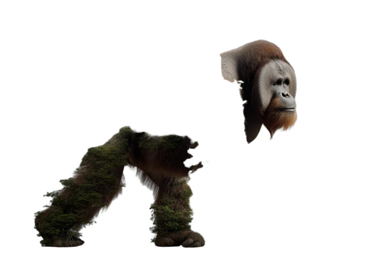 Angry Orangutan Double Exposure Vinyl Car Decal Sticker – Waterproof & UV-Resistant 