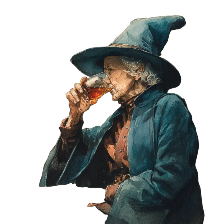 Old Witch Drinking Vinyl Car Decal Sticker – Waterproof & UV-Resistant 