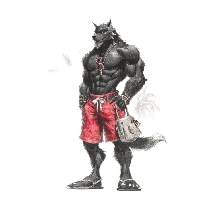 Beach Werewolf Vinyl Car Decal Sticker – Waterproof & UV-Resistant 