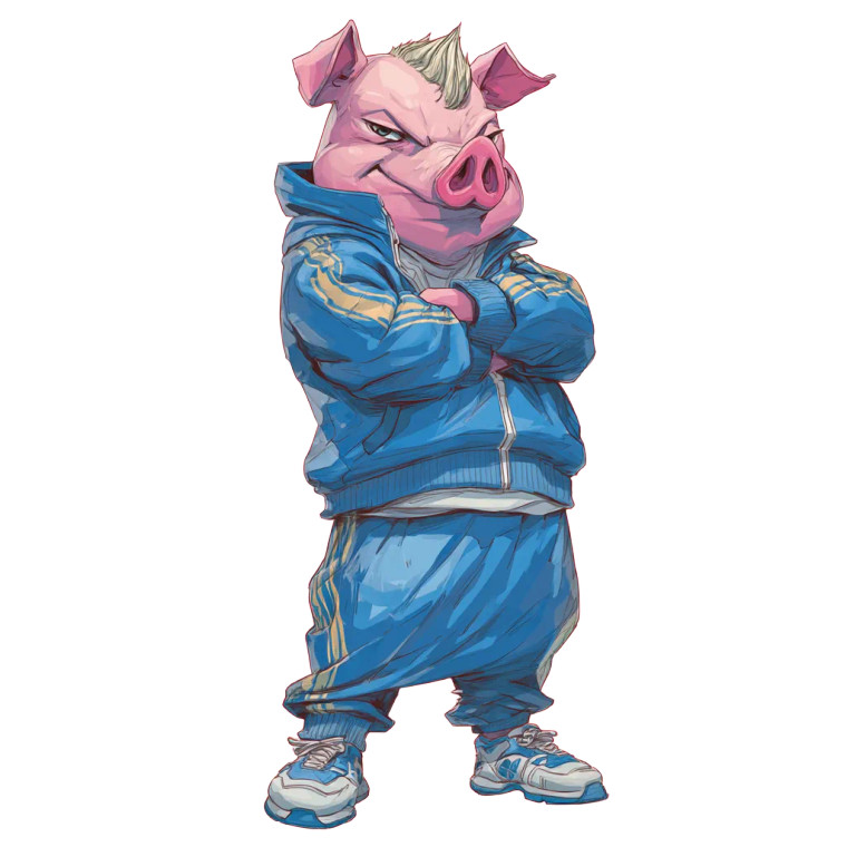 Confident Pig Character Vinyl Car Decal Sticker – Waterproof & UV-Resistant 