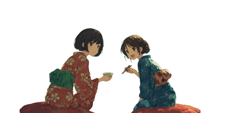Anime Girls In Yukata Vinyl Car Decal Sticker – Waterproof & UV-Resistant 