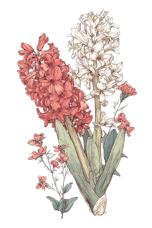 Vintage Hyacinths Illustration Vinyl Car Decal Sticker – Waterproof & UV-Resistant 