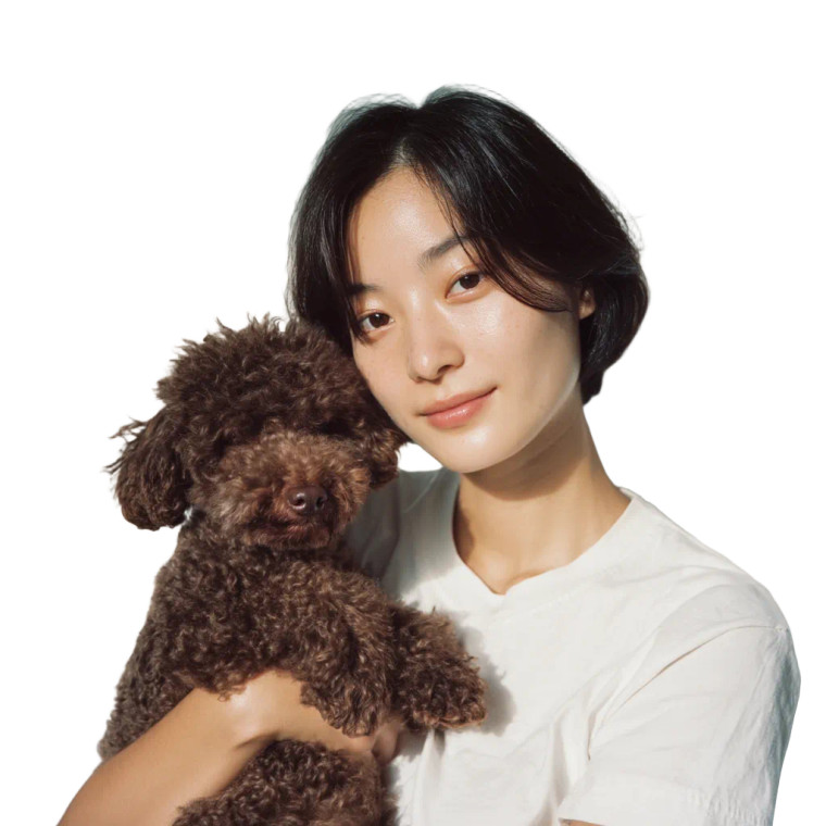 Korean Woman With Poodle Vinyl Car Decal Sticker – Waterproof & UV-Resistant 