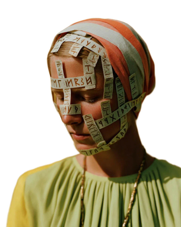 Rune-Covered Woman Vinyl Car Decal Sticker – Waterproof & UV-Resistant 