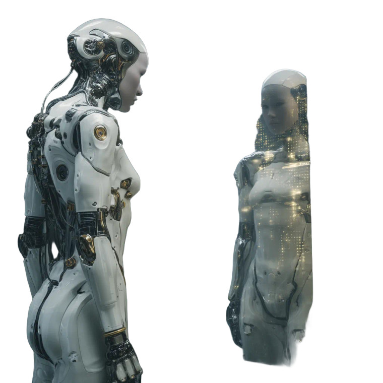 Young Cyborg Reflection Vinyl Car Decal Sticker – Waterproof & UV-Resistant 