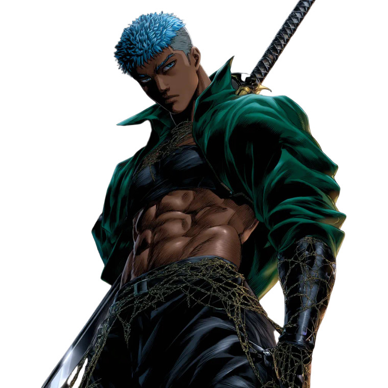 Blue-Haired Swordsman Vinyl Car Decal Sticker – Waterproof & UV-Resistant 