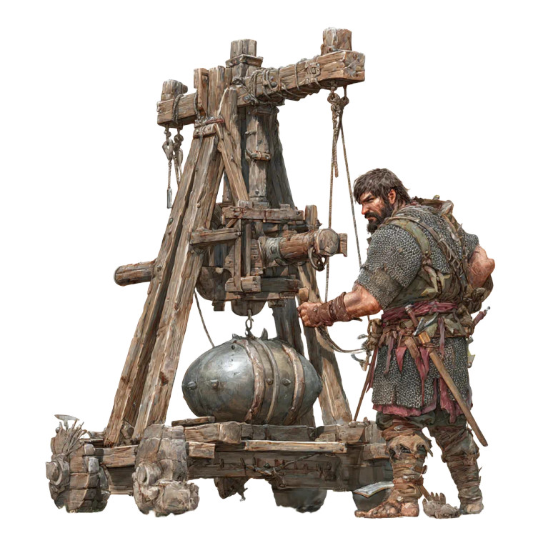 Medieval Catapult Character Vinyl Car Decal Sticker – Waterproof & UV-Resistant 