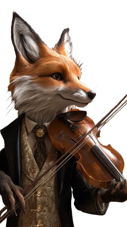 Sly Violinist Fox Vinyl Car Decal Sticker – Waterproof & UV-Resistant 