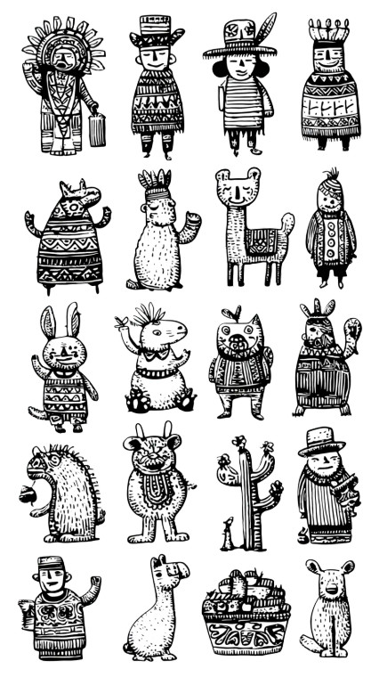 Peruvian Cartoon Elements Vinyl Car Decal Sticker – Waterproof & UV-Resistant 