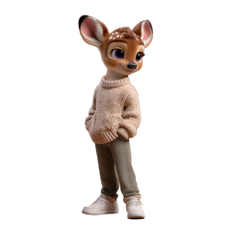 Friendly Deer Character Vinyl Car Decal Sticker – Waterproof & UV-Resistant 