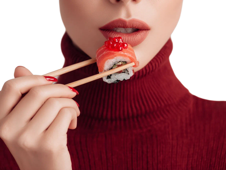 Girl Eating Sushi Vinyl Car Decal Sticker – Waterproof & UV-Resistant 