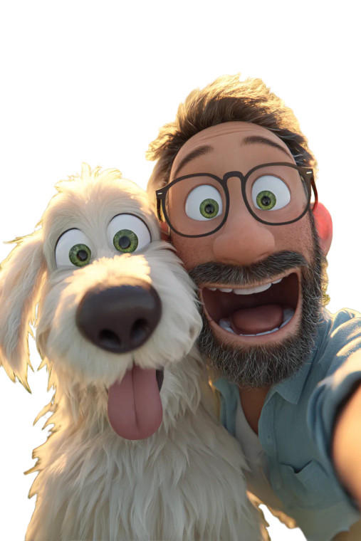 Joyful Man And Dog Vinyl Car Decal Sticker – Waterproof & UV-Resistant 