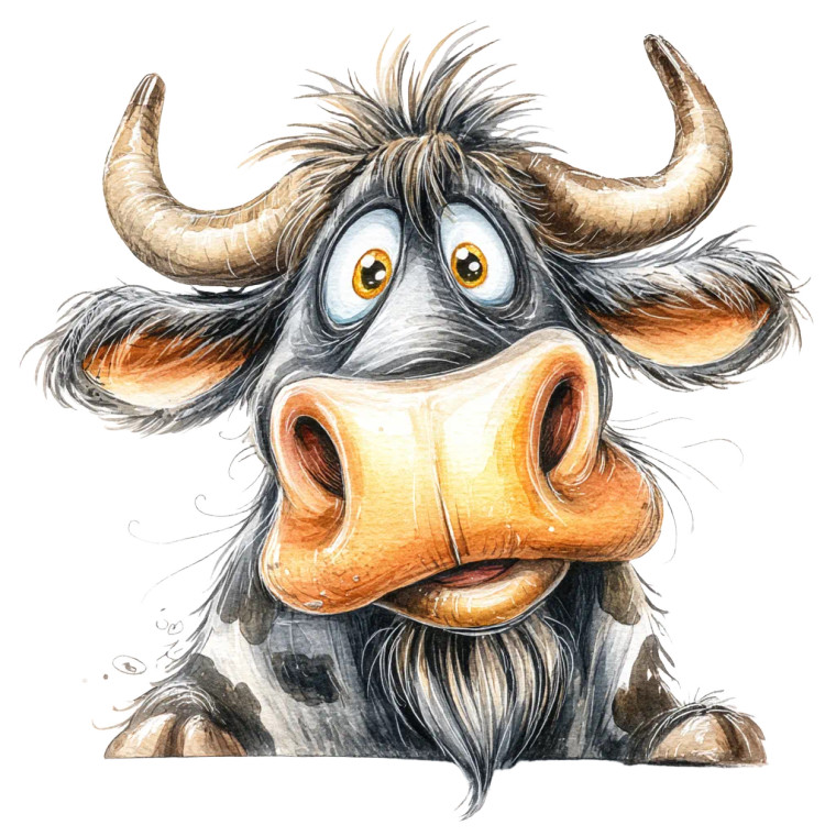 Cartoon Ox Character Vinyl Car Decal Sticker – Waterproof & UV-Resistant 