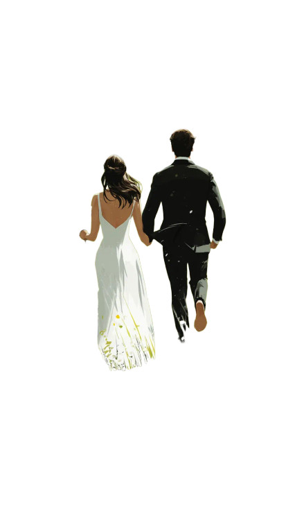 Bride And Groom Running Vinyl Car Decal Sticker – Waterproof & UV-Resistant 