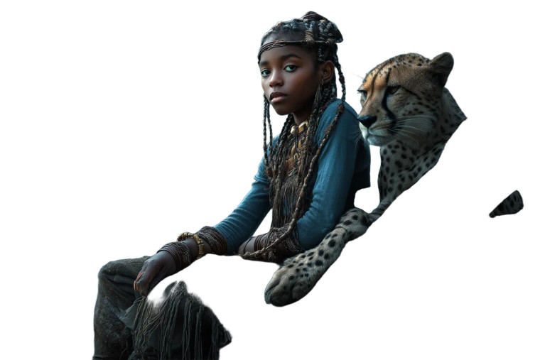 Girl With Cheetah Vinyl Car Decal Sticker – Waterproof & UV-Resistant 