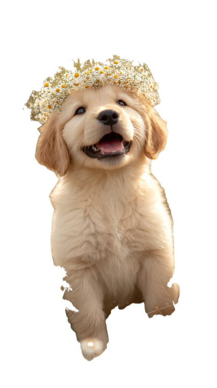 Joyful Golden Puppy V2 Vinyl Car Decal Sticker – Waterproof & UV-Resistant 