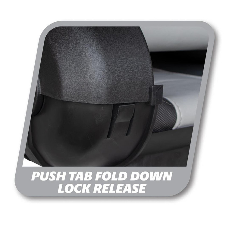 WISE Seating Quantum Series Boat High Back Passenger Seat - Foldable & Non-Adjustable | Black/Charcoal Marine Grade Vinyl