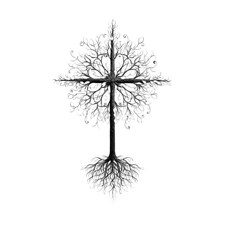 Tree Cross Symbol Vinyl Car Decal Sticker – Waterproof & UV-Resistant 
