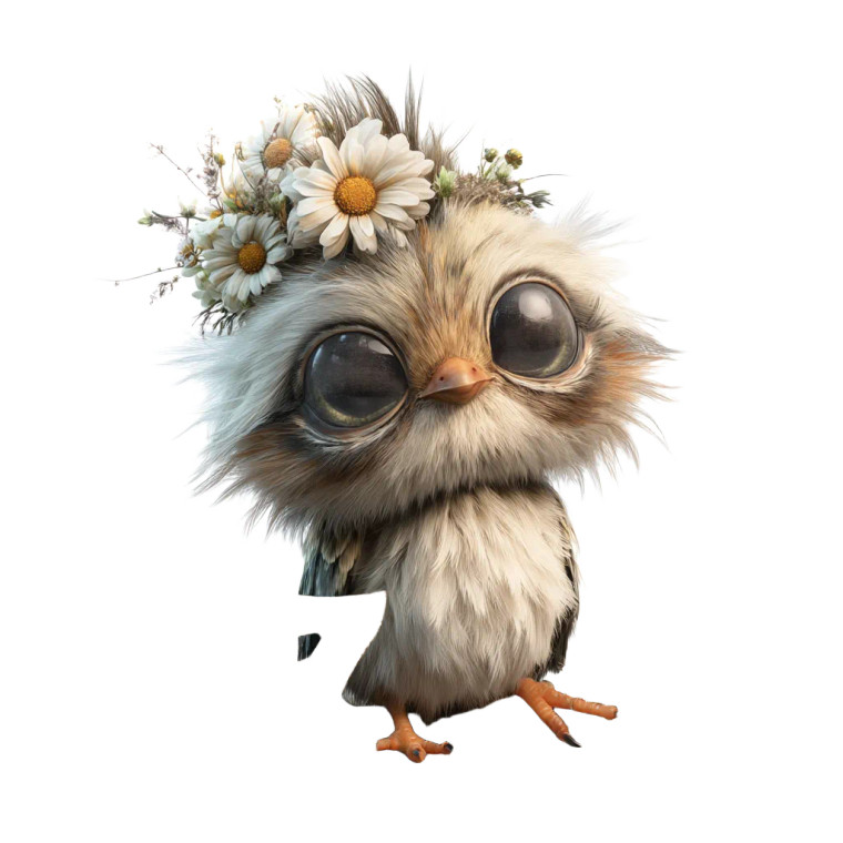 Chibi Bird Zinnia Vinyl Car Decal Sticker – Waterproof & UV-Resistant 