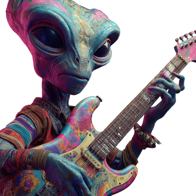Alien Guitarist Vinyl Car Decal Sticker – Waterproof & UV-Resistant 