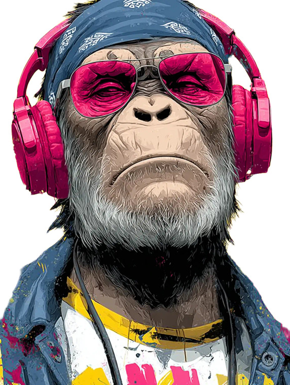 Stylized Chimpanzee Portrait V2 Vinyl Car Decal Sticker – Waterproof & UV-Resistant 