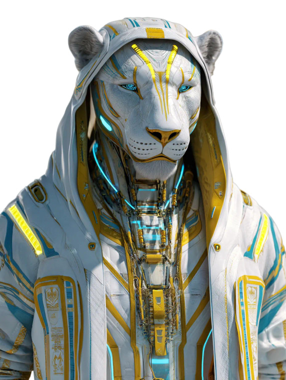 Futuristic Lion Pharaoh Vinyl Car Decal Sticker – Waterproof & UV-Resistant 