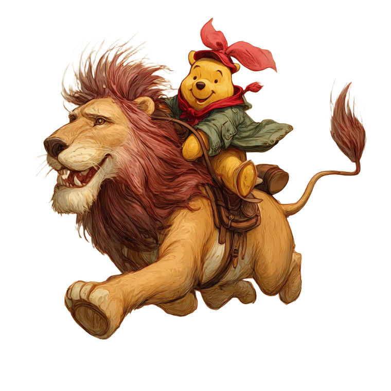 Pooh On Lion Vinyl Car Decal Sticker – Waterproof & UV-Resistant 