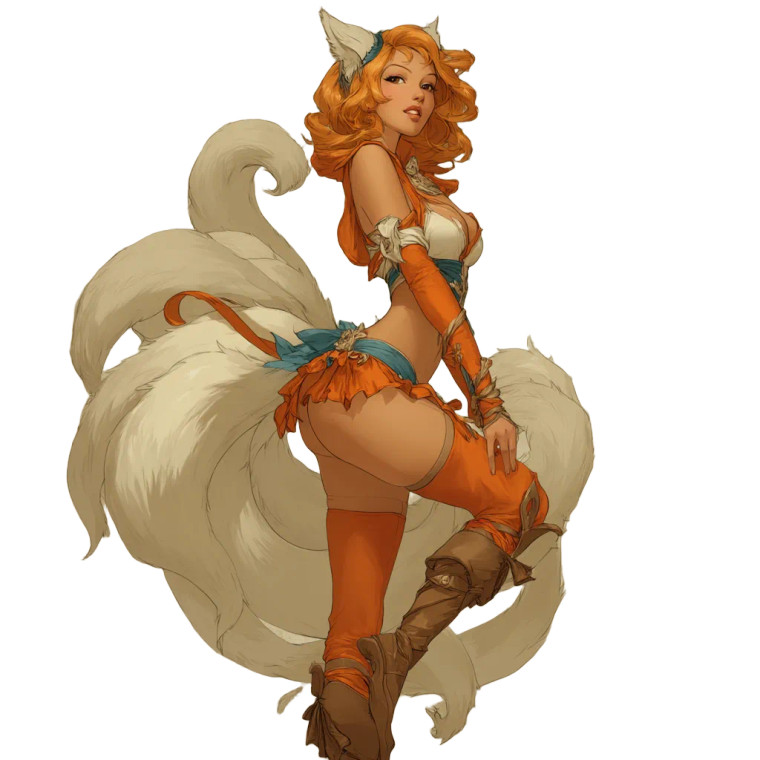 Nine-Tailed Fox Girl V3 Vinyl Car Decal Sticker – Waterproof & UV-Resistant 