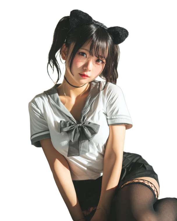 Cat-Eared Schoolgirl Vinyl Car Decal Sticker – Waterproof & UV-Resistant 