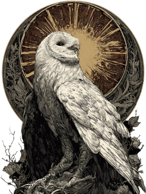 Medieval Sunburst Owl Vinyl Car Decal Sticker – Waterproof & UV-Resistant 