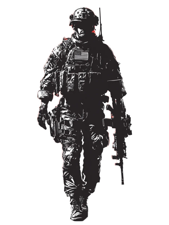 Modern Soldier Silhouette V2 Vinyl Car Decal Sticker – Waterproof & UV-Resistant 