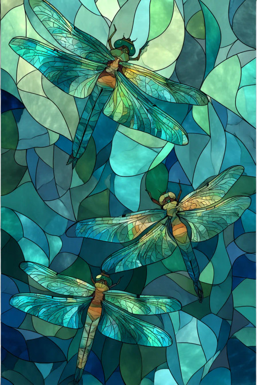 Dragonfly Stained Glass V2 Vinyl Car Decal Sticker – Waterproof & UV-Resistant 