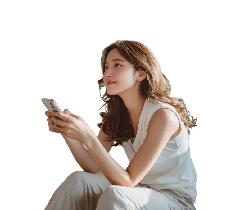 Woman Using Smartphone V3 Vinyl Car Decal Sticker – Waterproof & UV-Resistant 