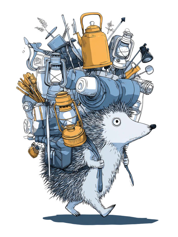 Overloaded Hedgehog Vinyl Car Decal Sticker – Waterproof & UV-Resistant 