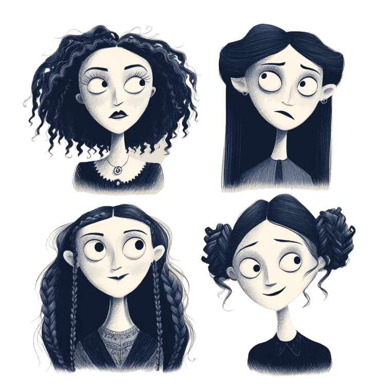 Whimsical Braided Portraits Vinyl Car Decal Sticker – Waterproof & UV-Resistant 