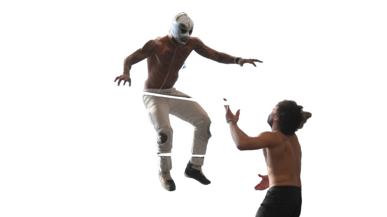 Silver-Masked Wrestler Leap Vinyl Car Decal Sticker – Waterproof & UV-Resistant 