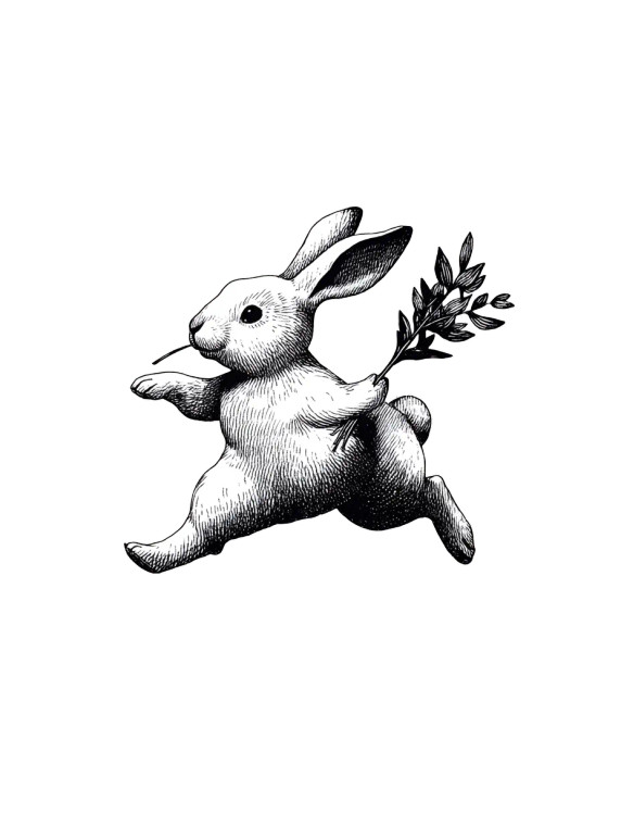 White Rabbit Running V3 Vinyl Car Decal Sticker – Waterproof & UV-Resistant 