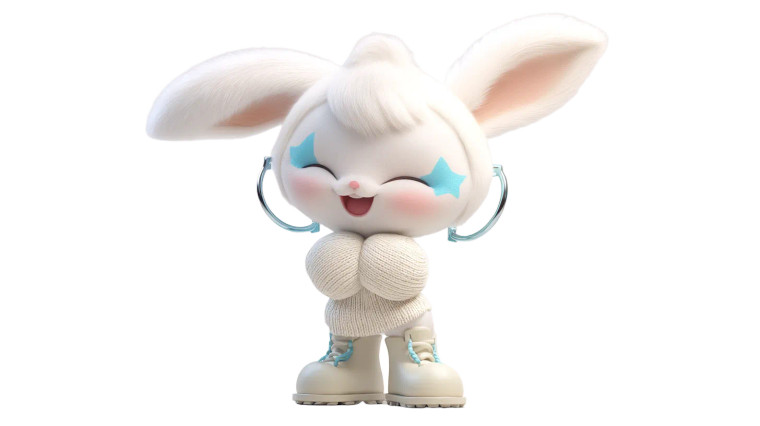 Joyful Rabbit Character Vinyl Car Decal Sticker – Waterproof & UV-Resistant 