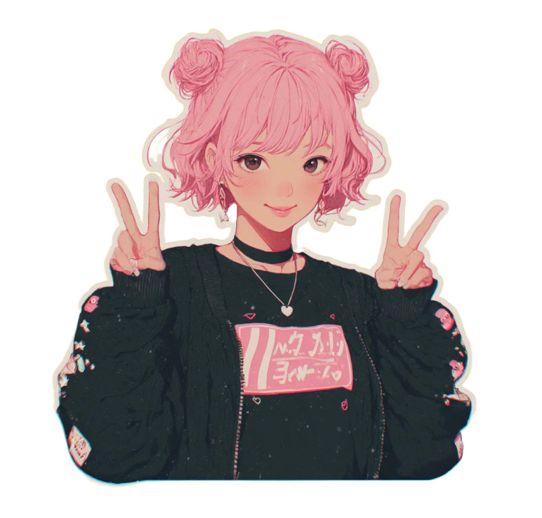 Pink-Haired Anime Girl V5 Vinyl Car Decal Sticker – Waterproof & UV-Resistant 