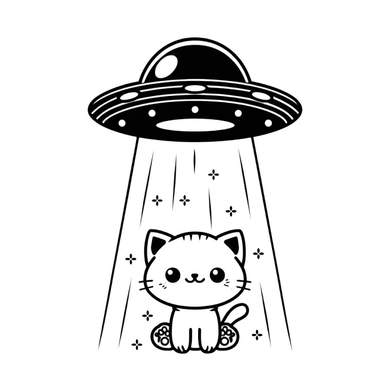 Kawaii Ufo Cat Vinyl Car Decal Sticker – Waterproof & UV-Resistant 
