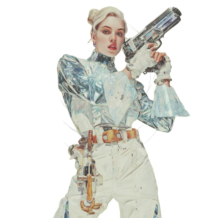 Futuristic Blonde Warrior Vinyl Car Decal Sticker – Waterproof & UV-Resistant 