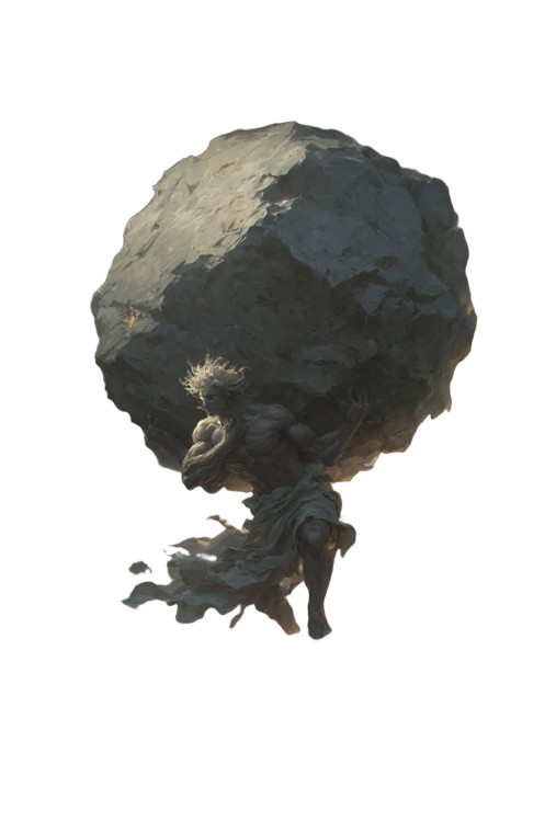 Sisyphus Pushing Boulder Vinyl Car Decal Sticker – Waterproof & UV-Resistant 