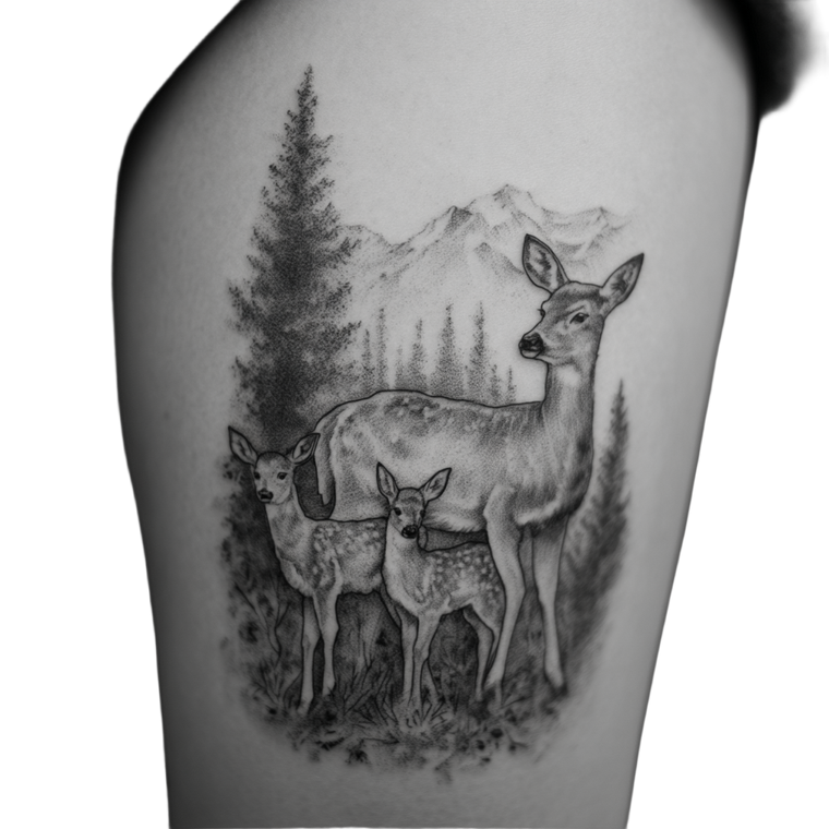 Deer Family Tattoo Vinyl Car Decal Sticker – Waterproof & UV-Resistant 