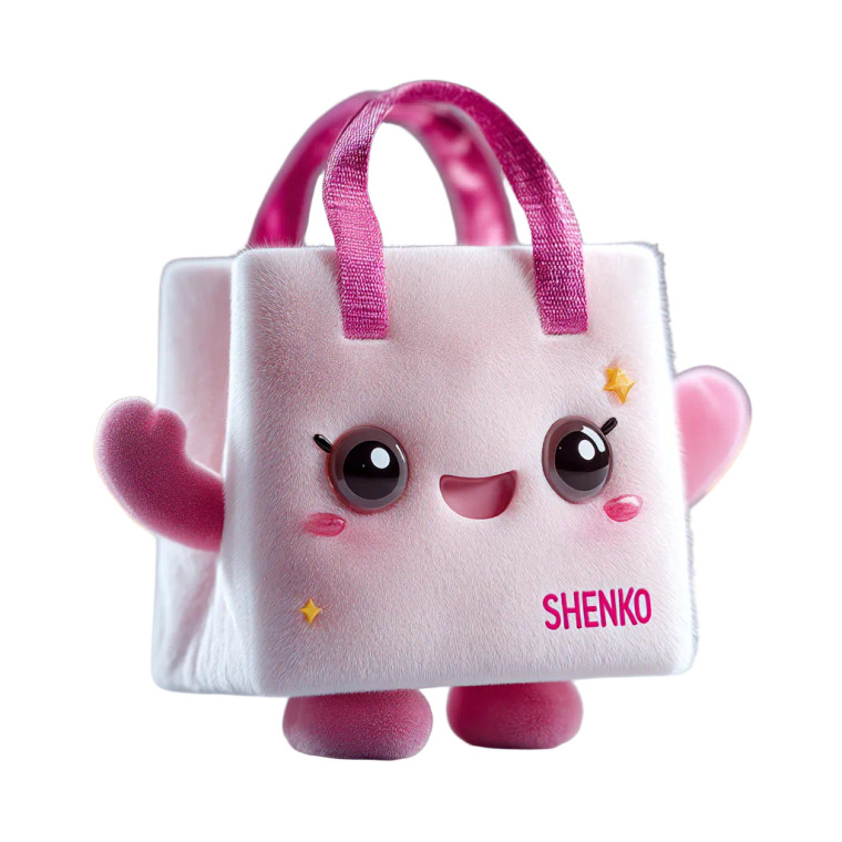 Pink Shopping Bag Mascot Vinyl Car Decal Sticker – Waterproof & UV-Resistant 