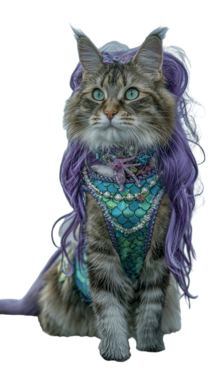 Mermaid Maine Coon Vinyl Car Decal Sticker – Waterproof & UV-Resistant 